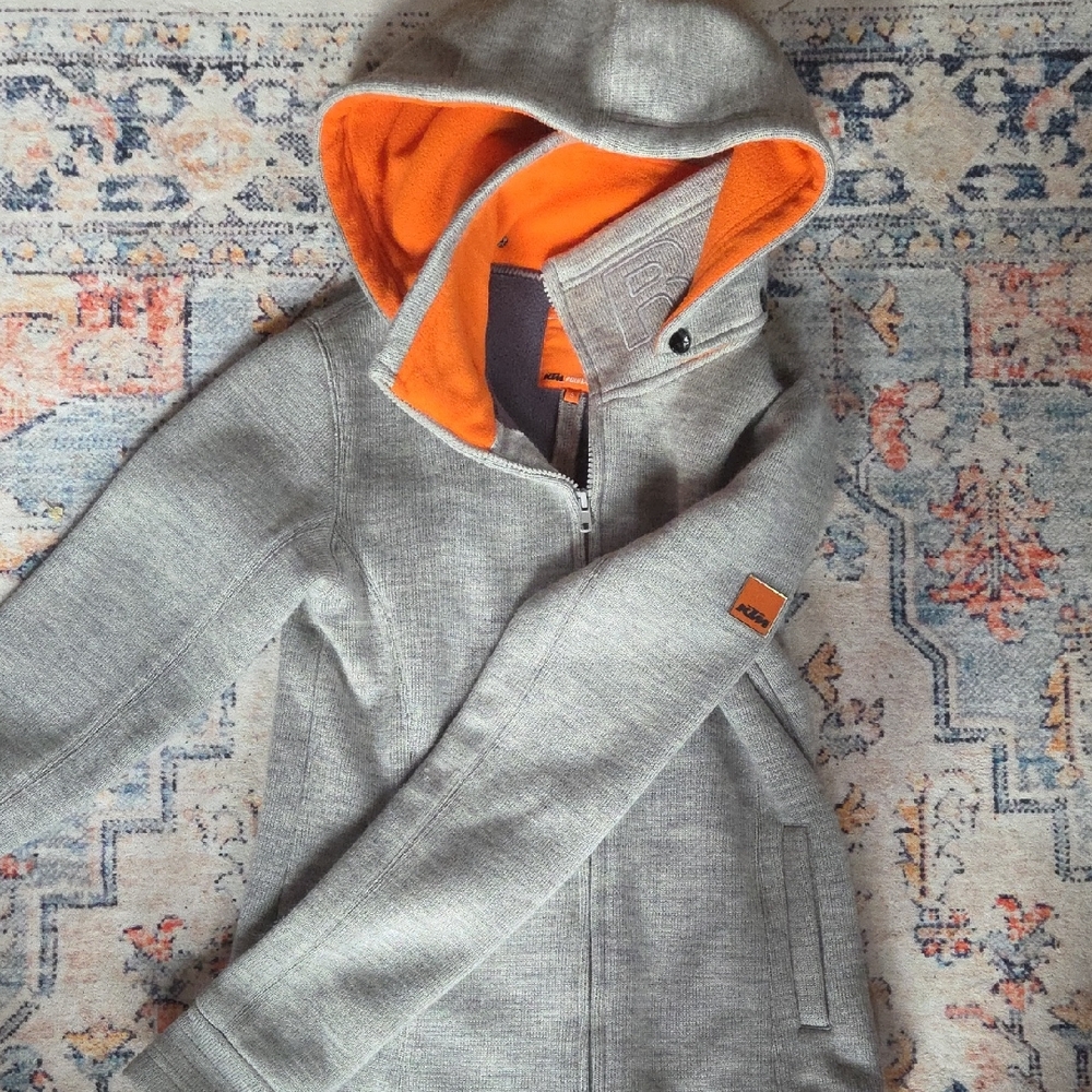 Women's Gray and Orange Hoodie